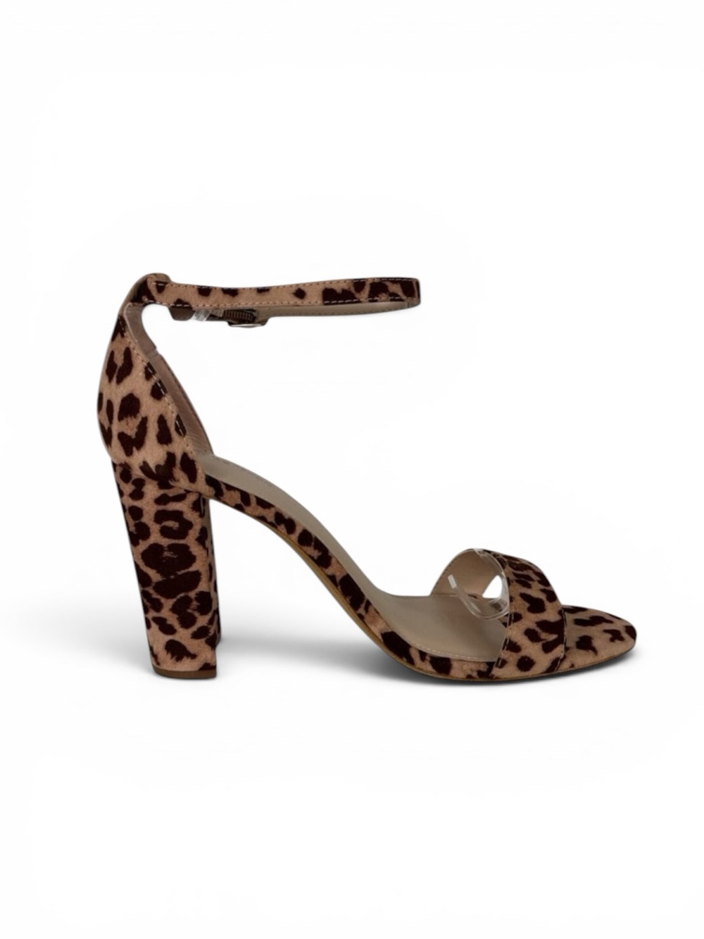 The Drop 10 Rebecca Leopard‎ Print Ankle Strap Block Heeled Sandal Brown NWOB